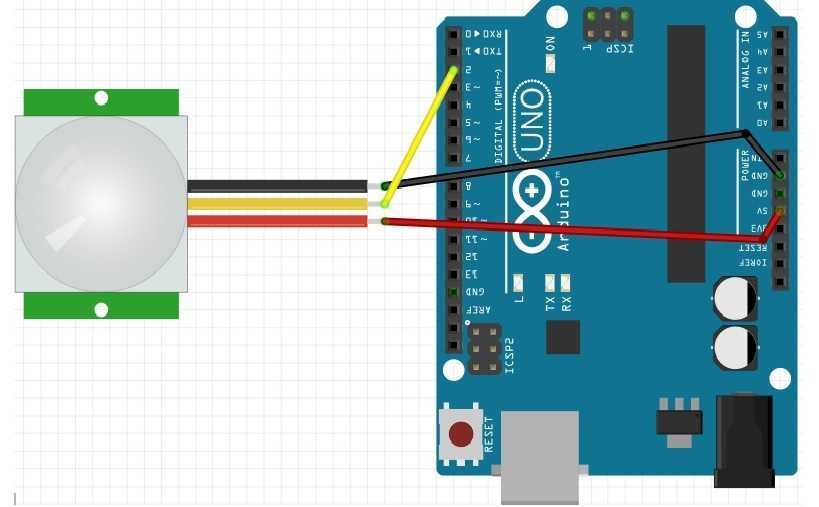 Arduino ile Hc-sr501 Ayarlanabilir Ir Hareket Algılama Sensörü Bağlantı Şeması