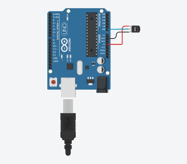 Arduino ile TMP36 Sıcaklık Sensörü Kullanımı Bağlantı Şeması